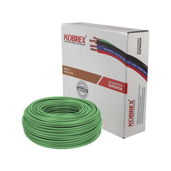 KOBREX.CABLE DE COBRE THW-LS  CAL. 14 AWG VERDE - ROLLO 100MTS -