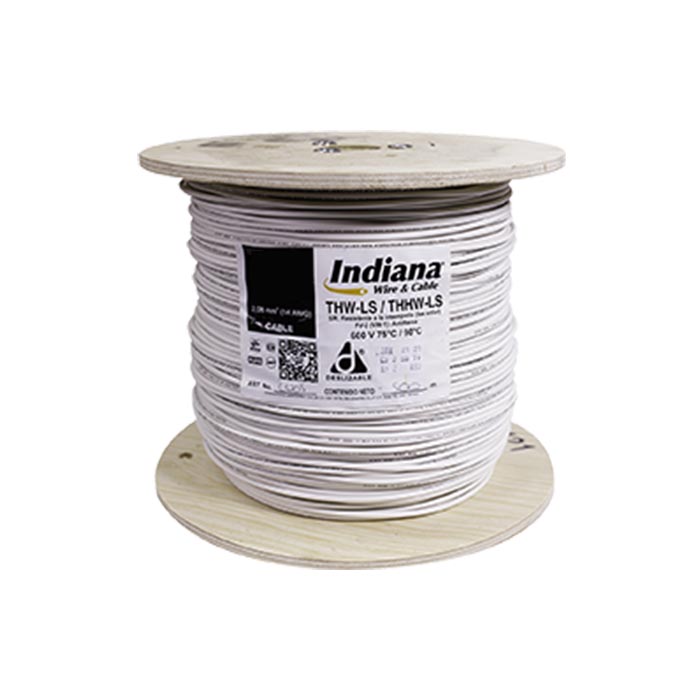 INDIANA. CABLE DE COBRE THW-LS  CAL. 14 AWG BLANCO - CARRETE 1000MTS