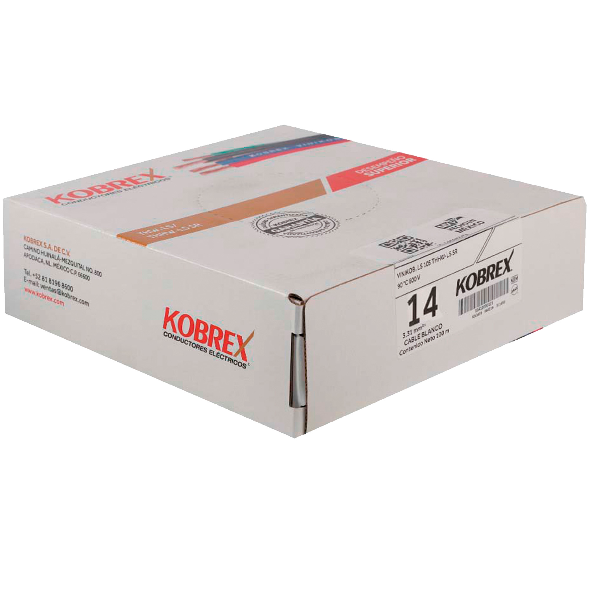 KOBREX.CABLE DE COBRE THW-LS  CAL. 14 AWG BLANCO - ROLLO 100MTS