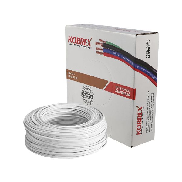 KOBREX. CABLE DE COBRE THW-LS  CAL. 8 AWG BLANCO - ROLLO 100MTS - KOBREX