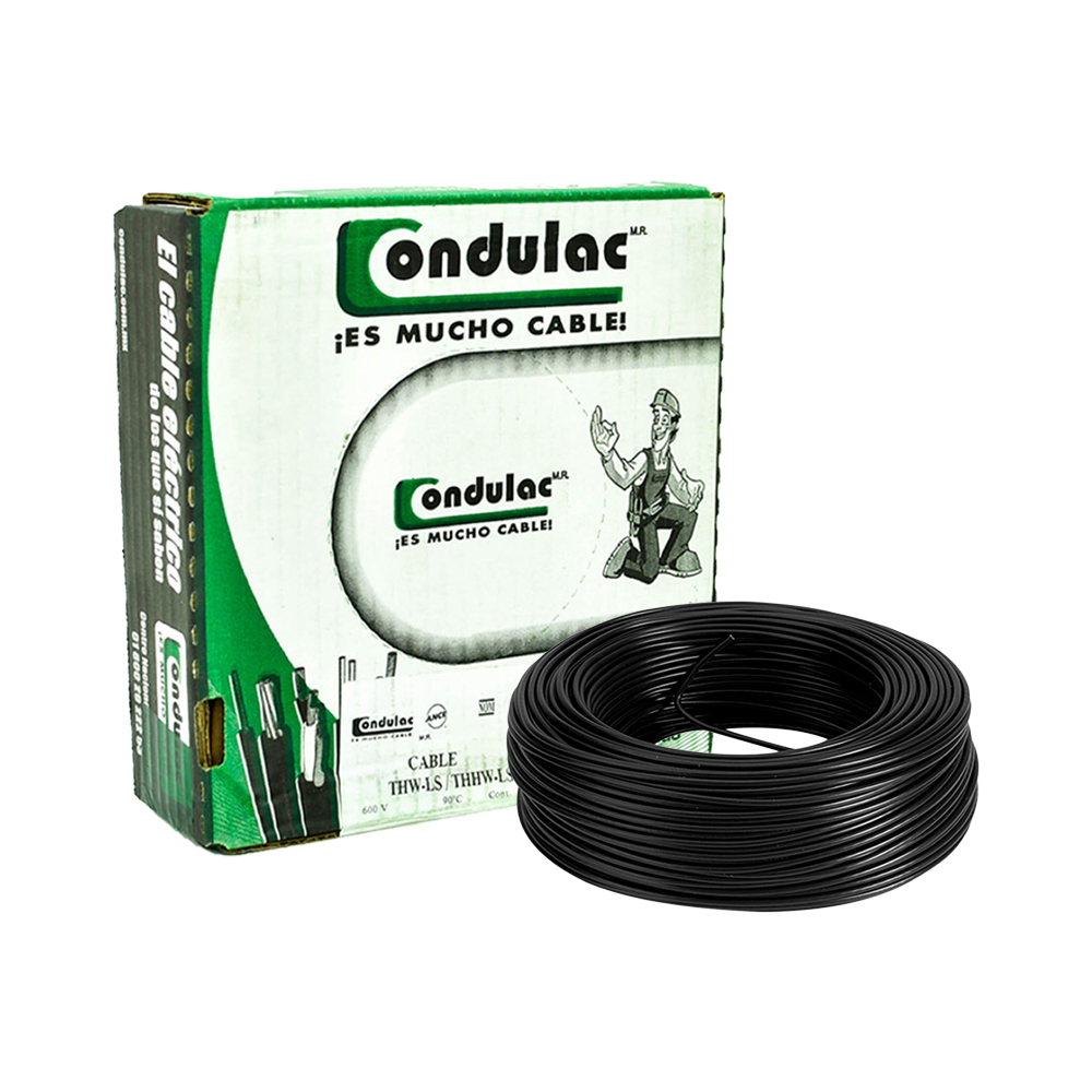 CONDULAC Caja 100 Mts Cable Negro Thw Cal 6 Awg 100%cobre 